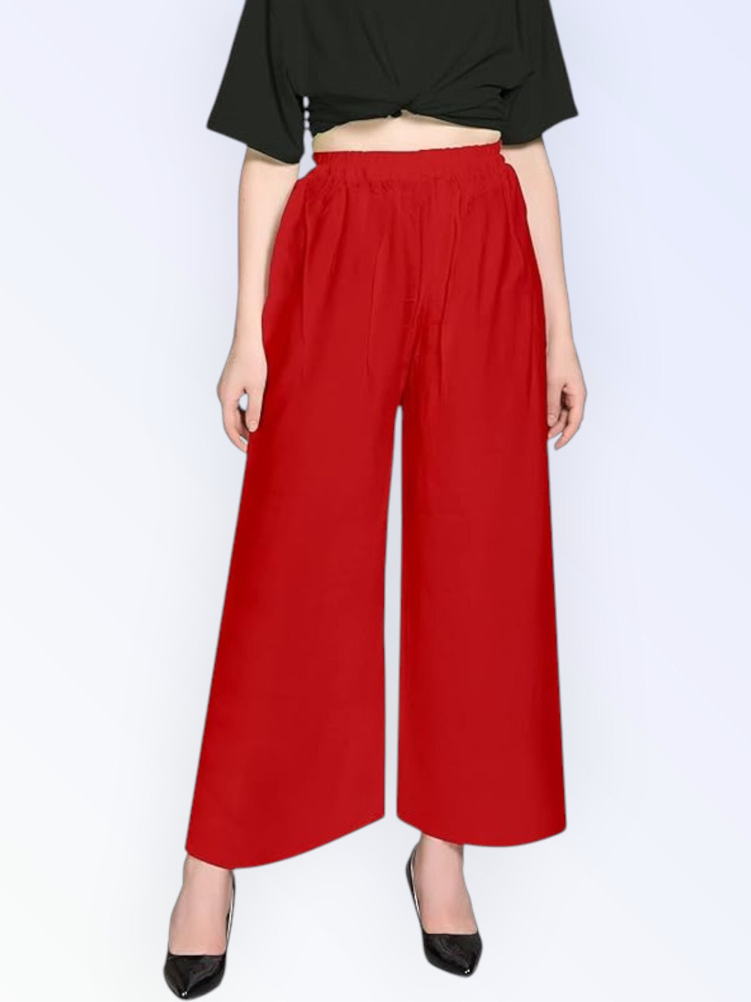 acd Women Comfort Fit Red Viscose Rayon Trousers-picture-9