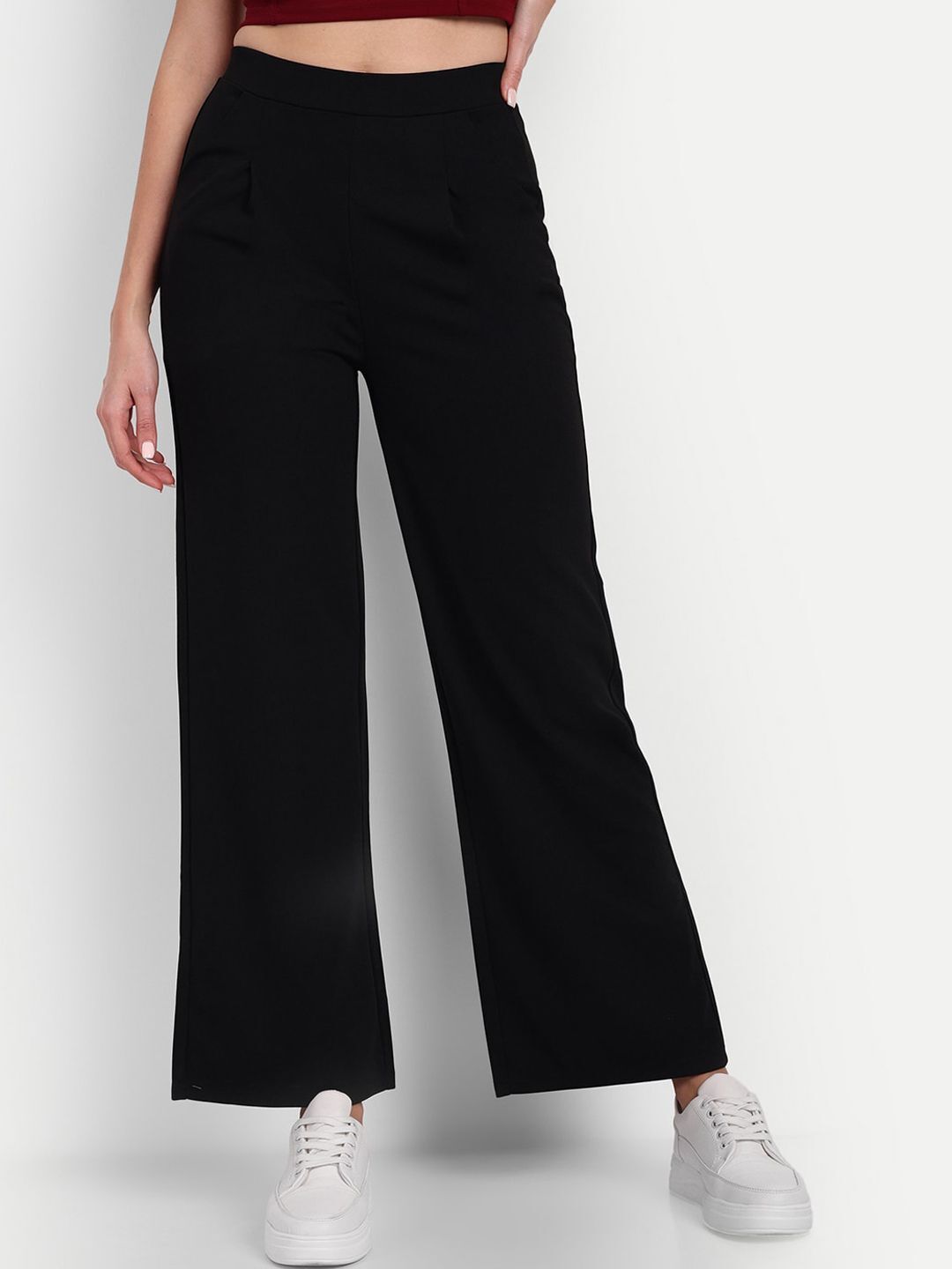 broadstar Women Loose Fit Black Lycra Blend Trousers-picture-42