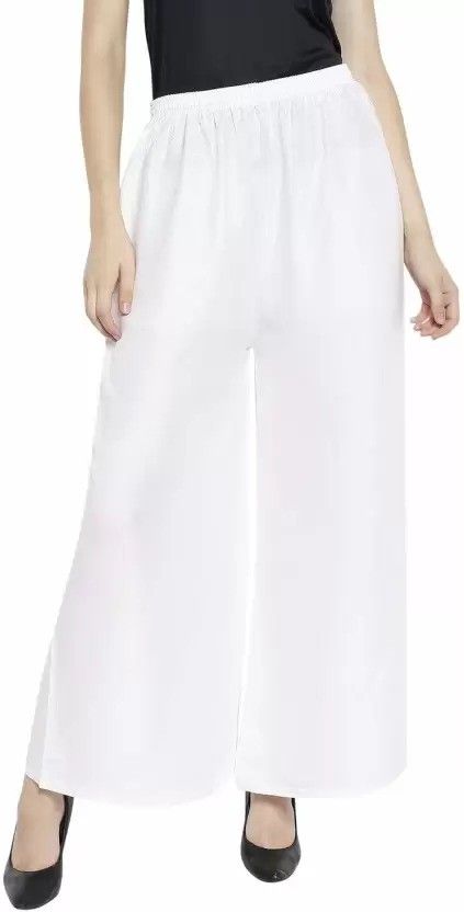 rangkriti Women Flared White Viscose Rayon Trousers-picture-13