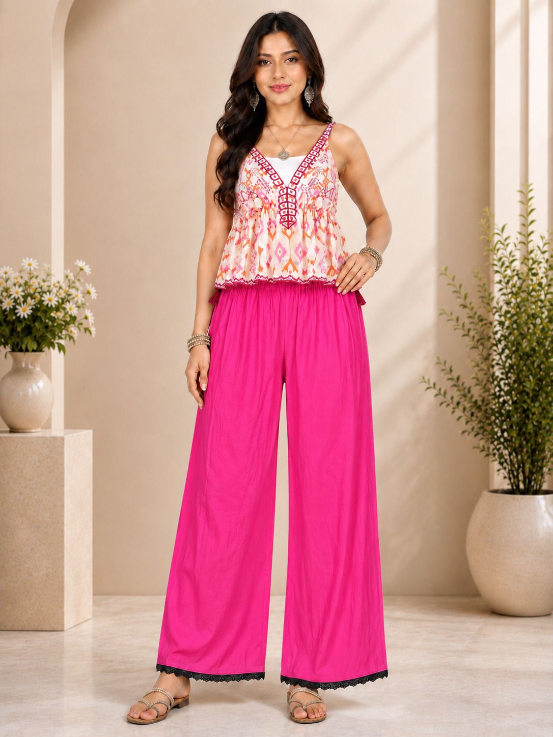 tanushk Women Comfort Fit Pink Polycotton Trousers-picture-18