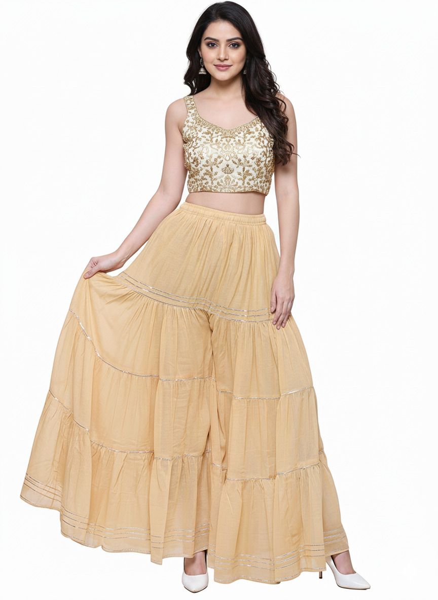 tnq Women Flared Beige Viscose Rayon Trousers-picture-44