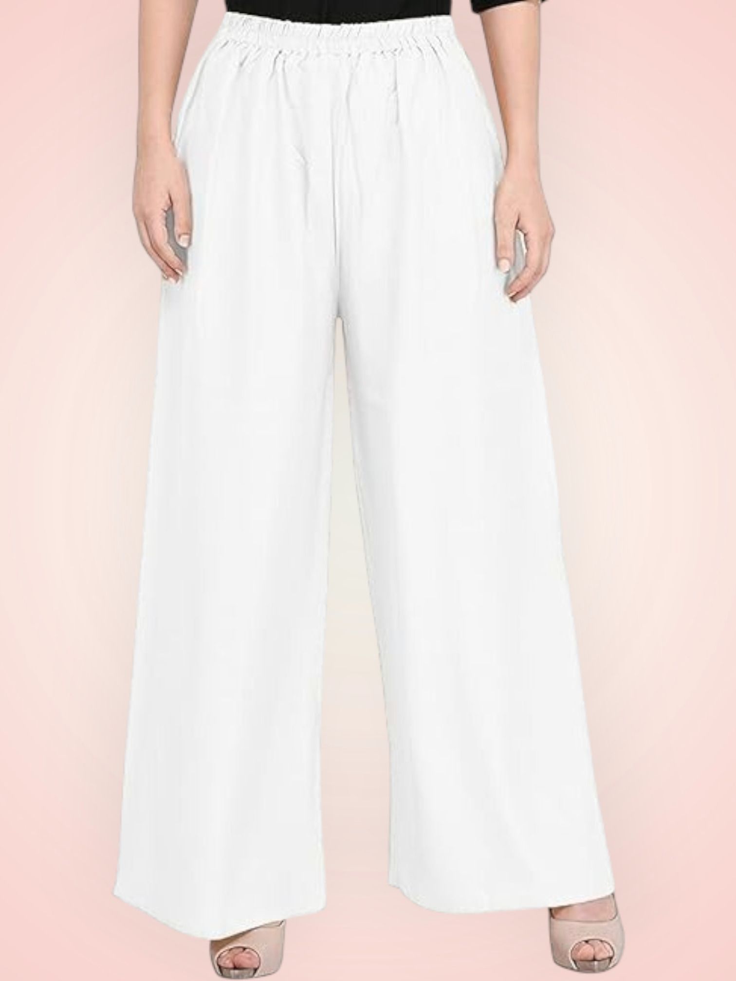 acd Women Comfort Fit White Viscose Rayon Trousers-picture-22
