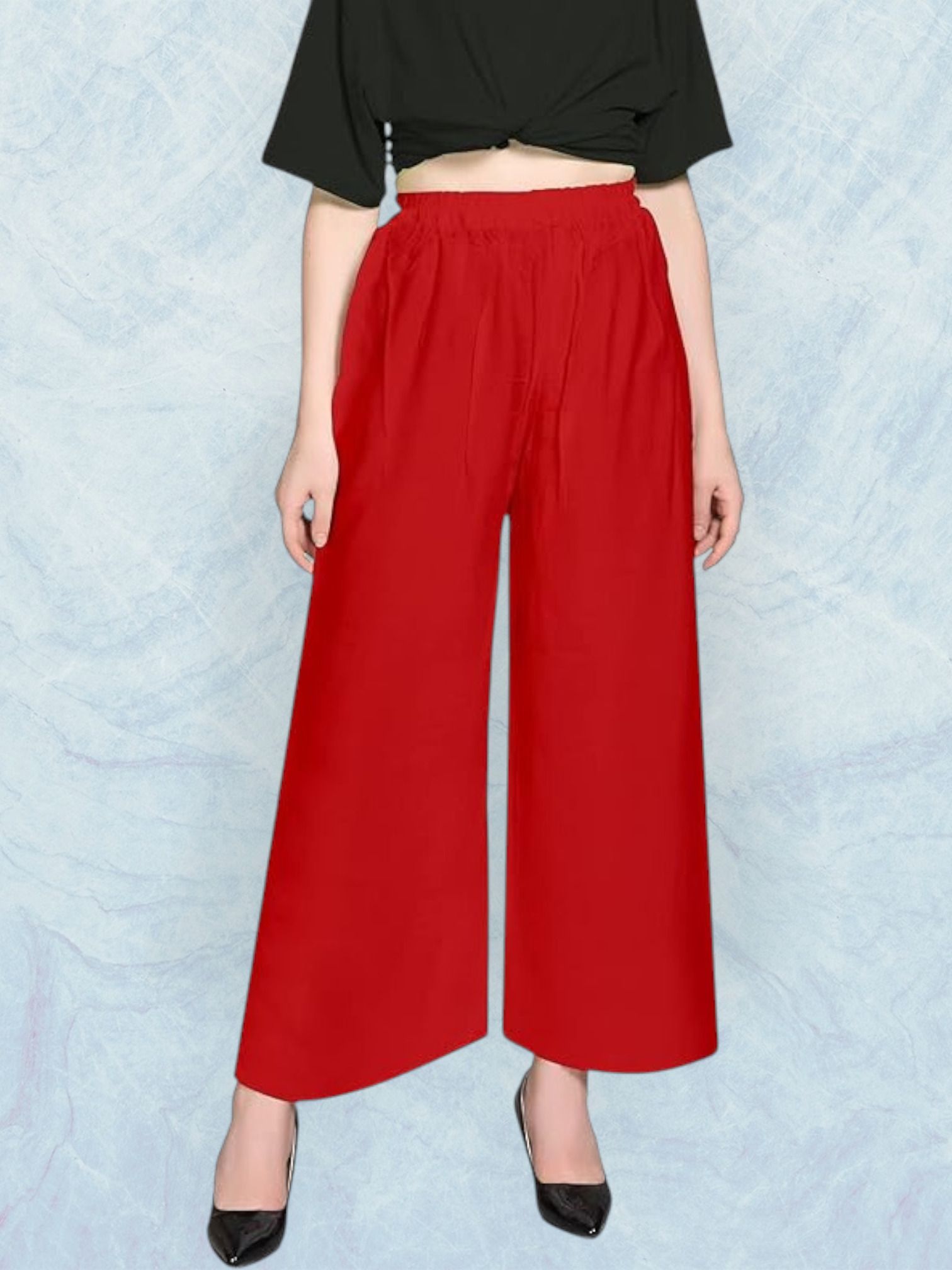 acd Women Comfort Fit Red Viscose Rayon Trousers-picture-30