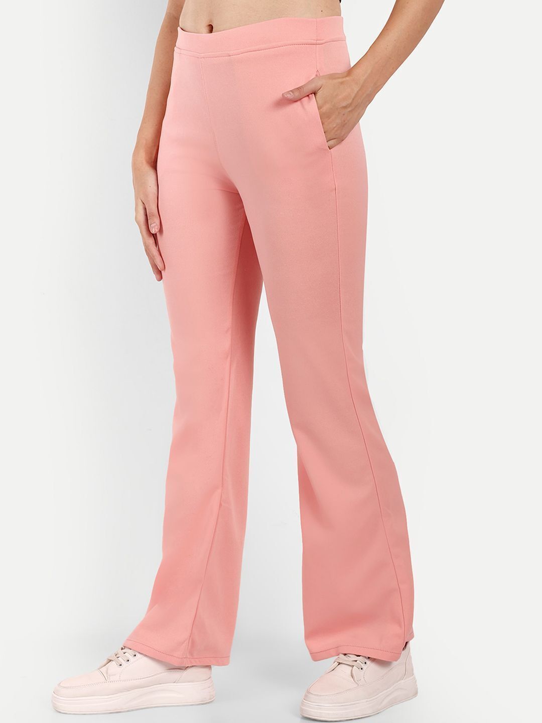 broadstar Women Flared Orange Polyester Trousers-picture-24
