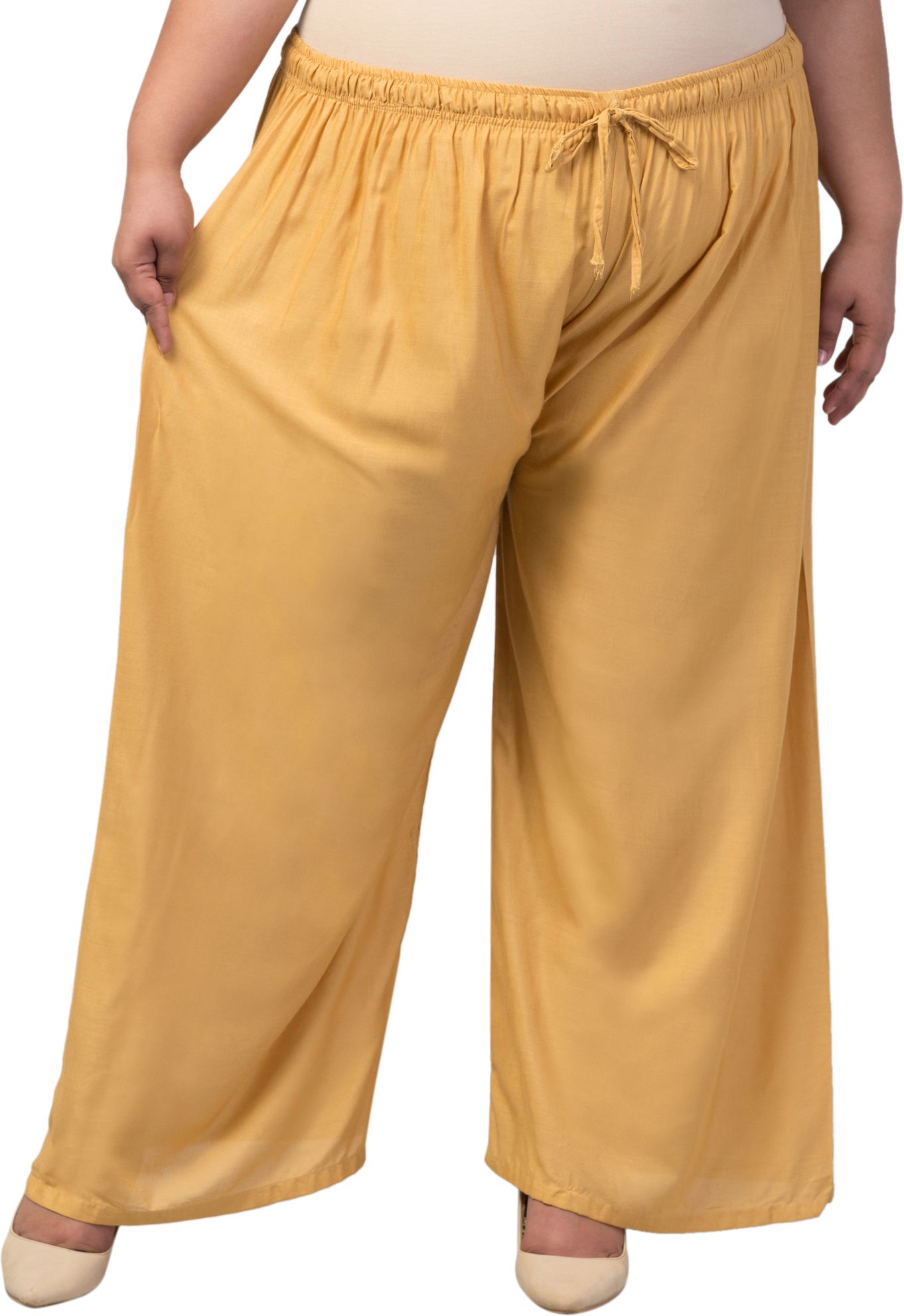 vizcon Women Flared Gold Viscose Rayon Trousers-picture-35