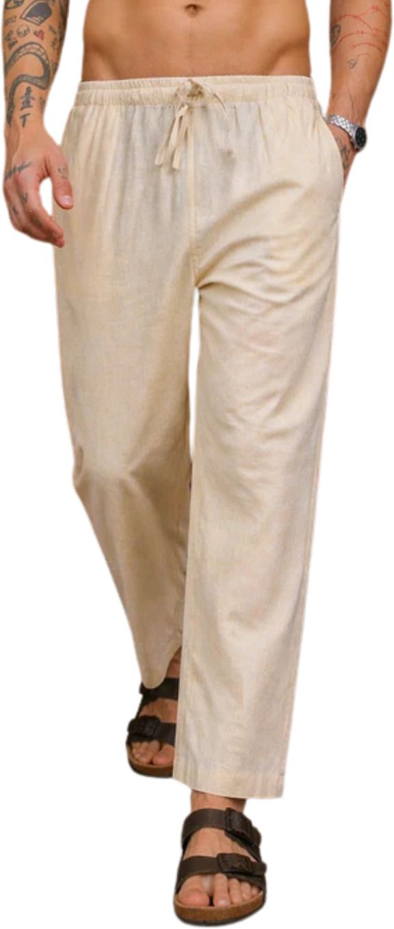 Desert Sand Beige Relaxed Fit Pyjama Men Pyjama-image-3