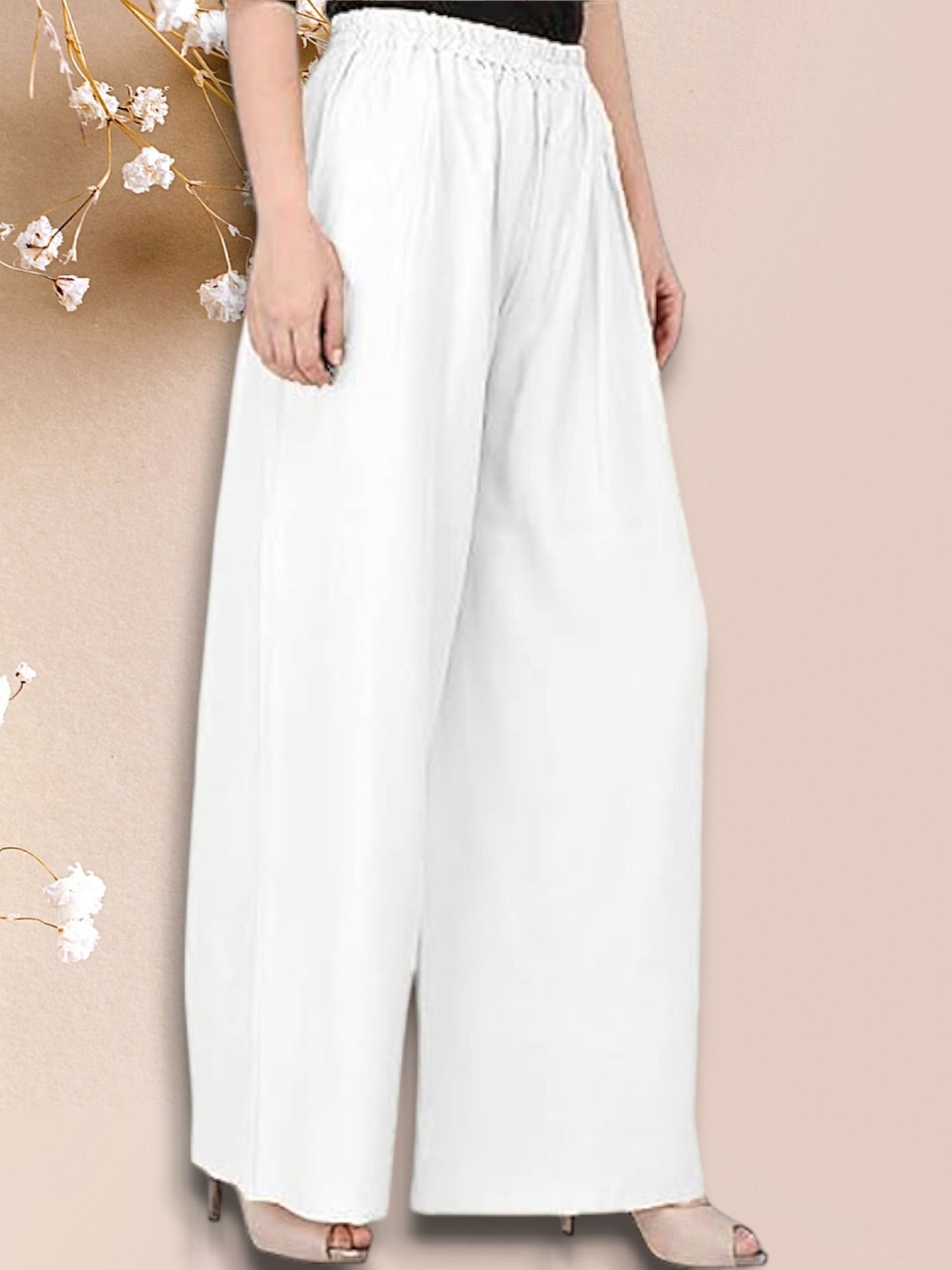 acd Women Comfort Fit White Viscose Rayon Trousers-picture-35