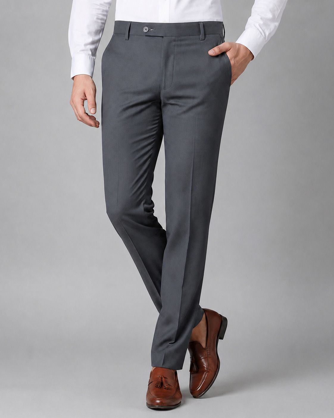 metronaut Regular Fit Men Grey Cotton Blend Trousers-picture-20