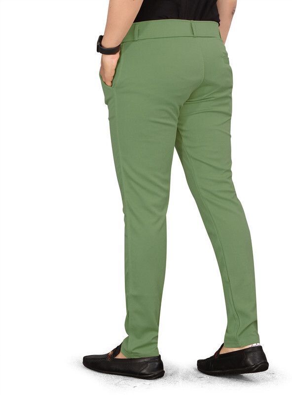 trend shreeyankash Men Slim Fit Light Green Lycra Blend Trousers-picture-23