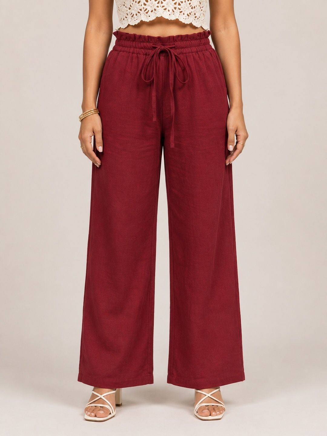 zuri Women Regular Fit Red Pure Cotton Trousers-picture-9