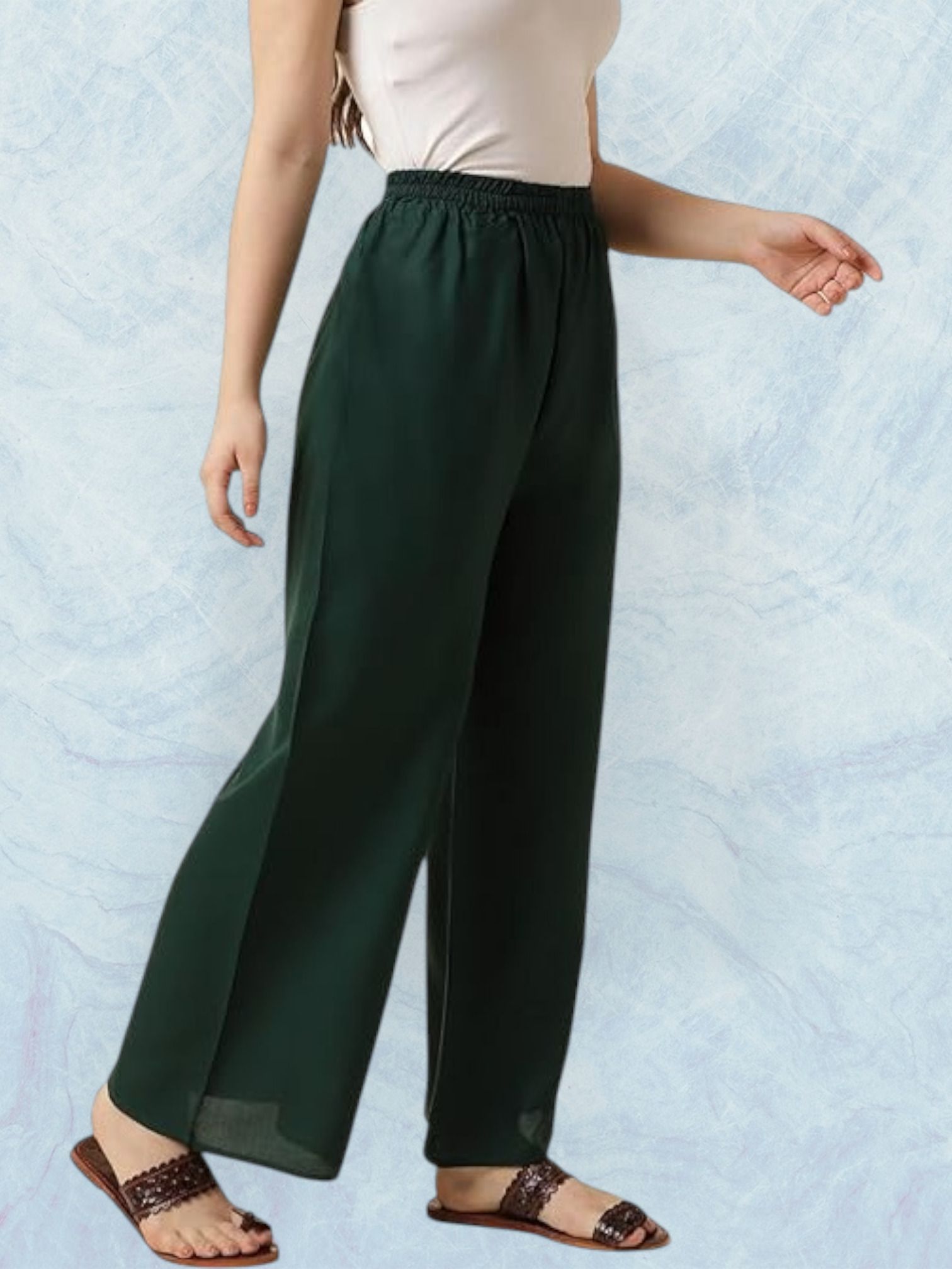 acd Women Comfort Fit Green Viscose Rayon Trousers-picture-39