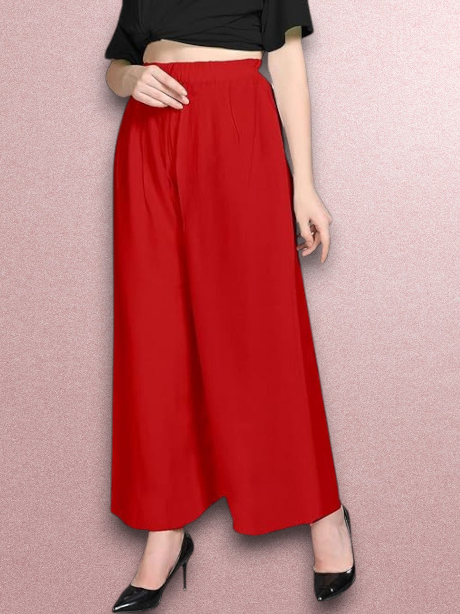 acd Women Comfort Fit Red Viscose Rayon Trousers-picture-44