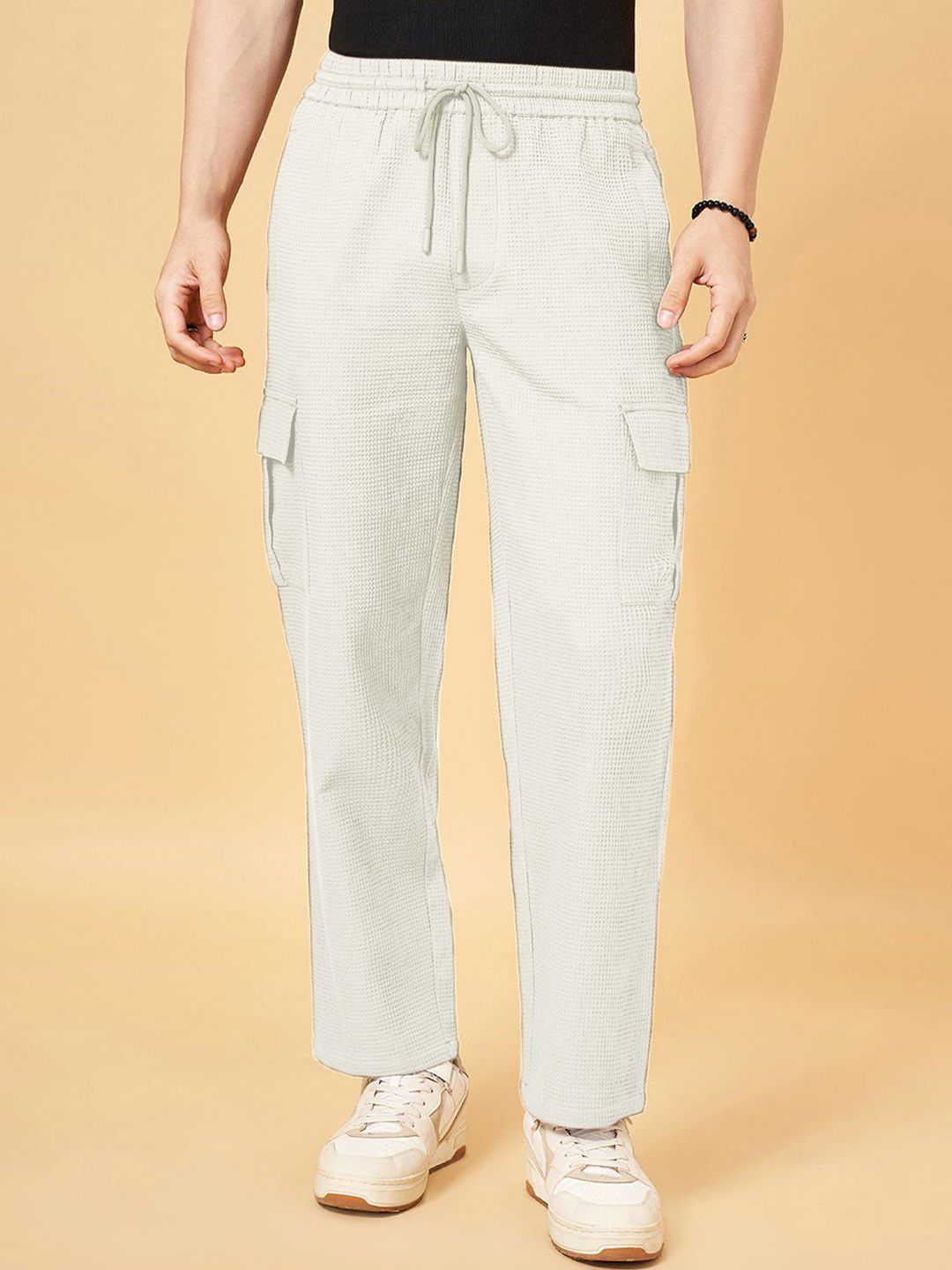 indiclub Men Self Design Beige Track Pants-picture-28