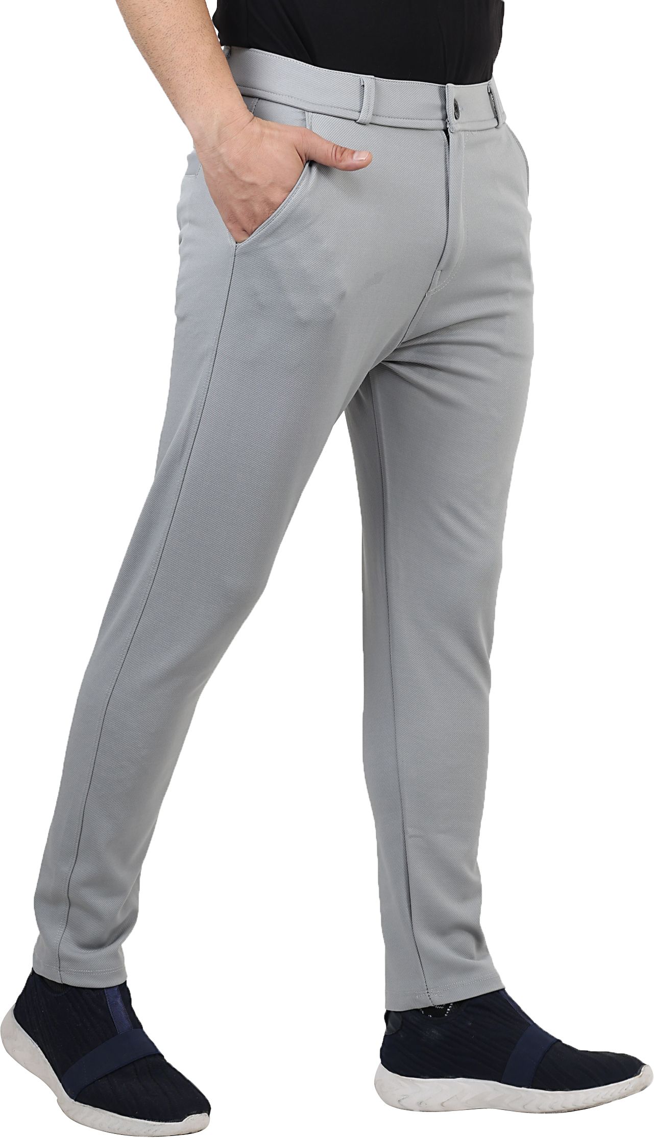 topqore Men Solid Silver Track Pants-picture-13