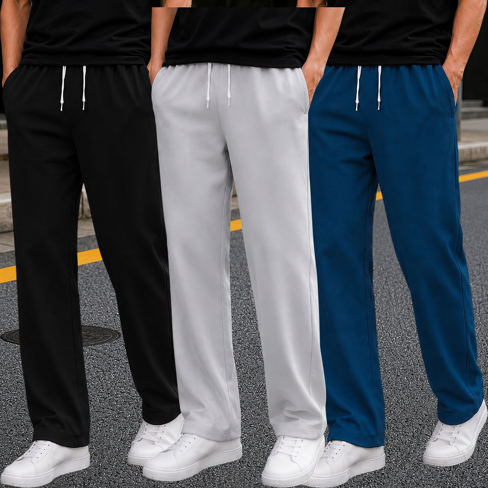 Loose Fit Men Multicolor Cotton Blend Trousers-image-9