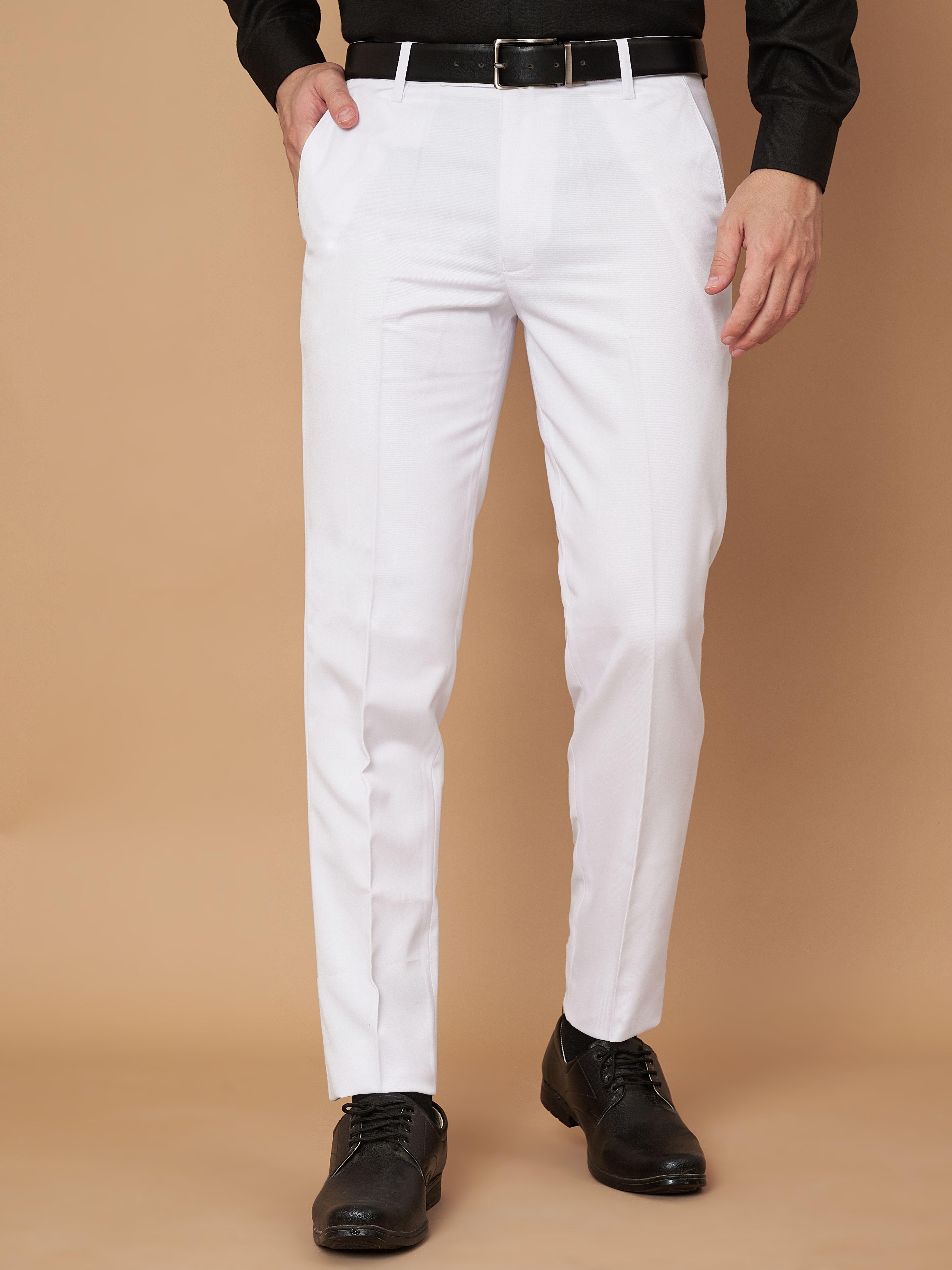 cyphus Men Slim Fit White Viscose Rayon Trousers-picture-20