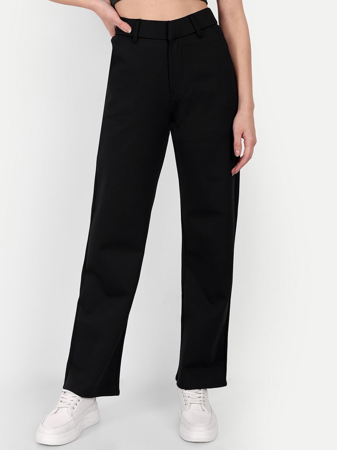 broadstar Women Loose Fit Black Lycra Blend Trousers-picture-14