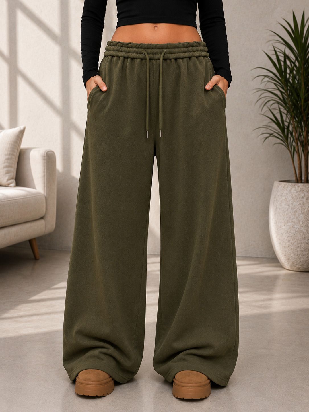 eraandedge clothing Women Solid Green Track Pants-picture-45