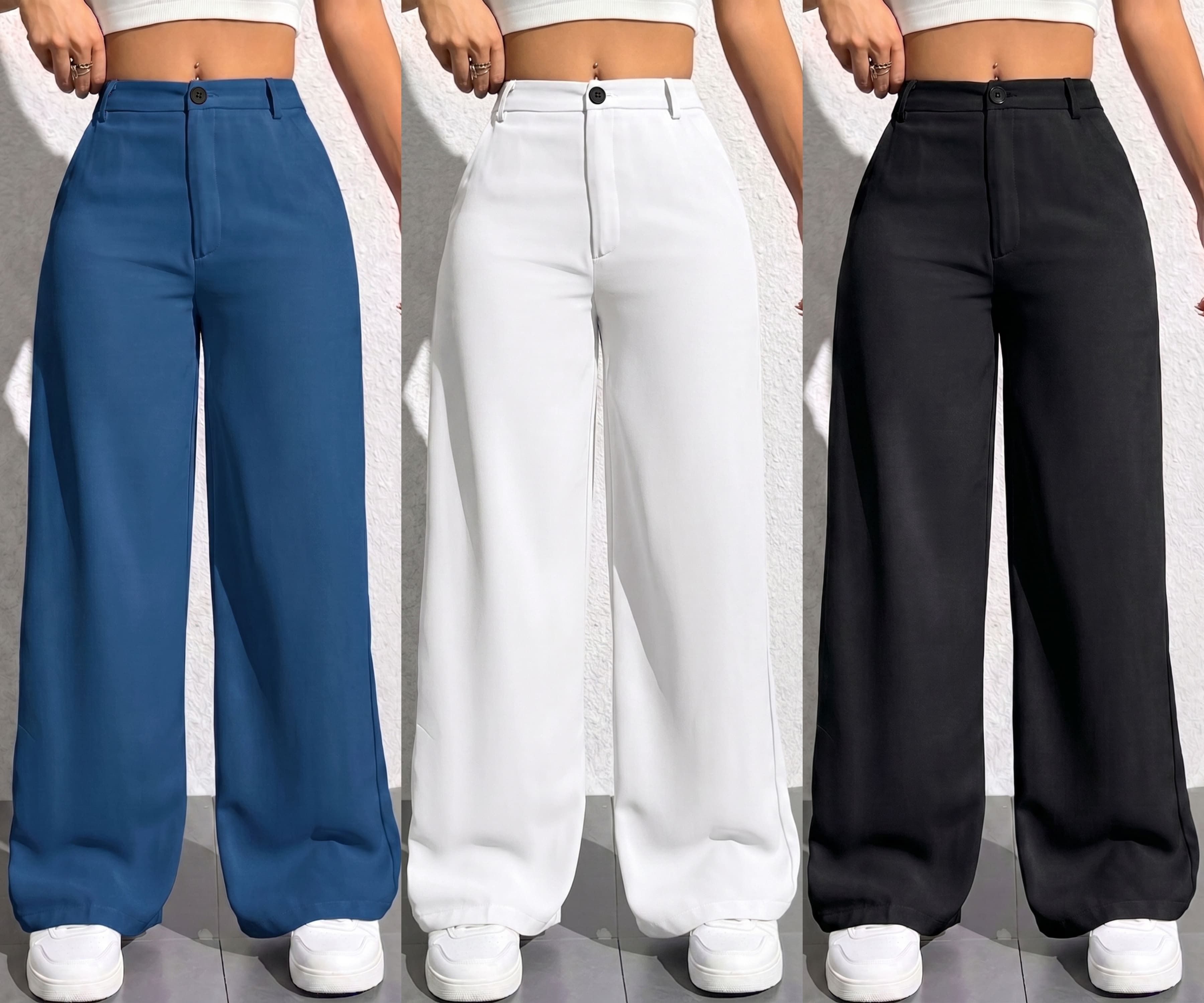 torvex Pack of 3 Women Regular Fit Multicolor Lycra Blend Trousers-picture-21