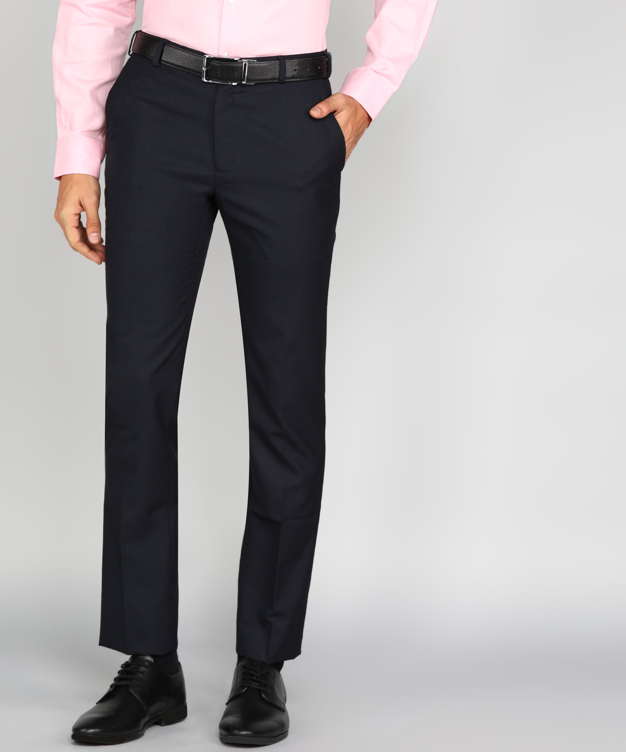 raymond Men Slim Fit Dark Blue Polyester Trousers-picture-27