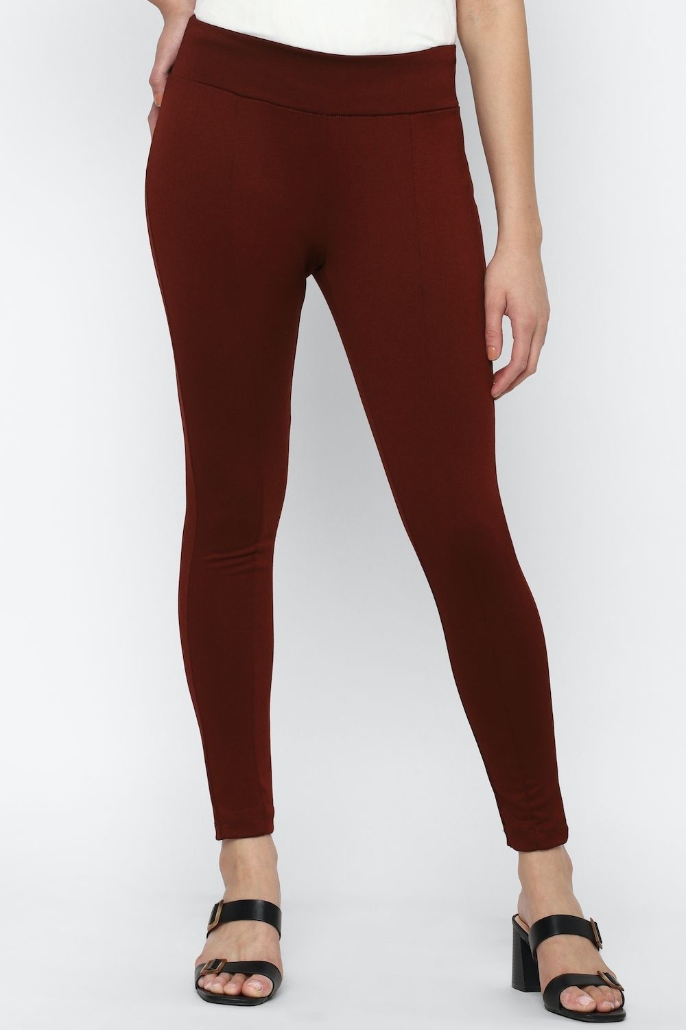 van heusen Solid Women Maroon Tights-picture-14