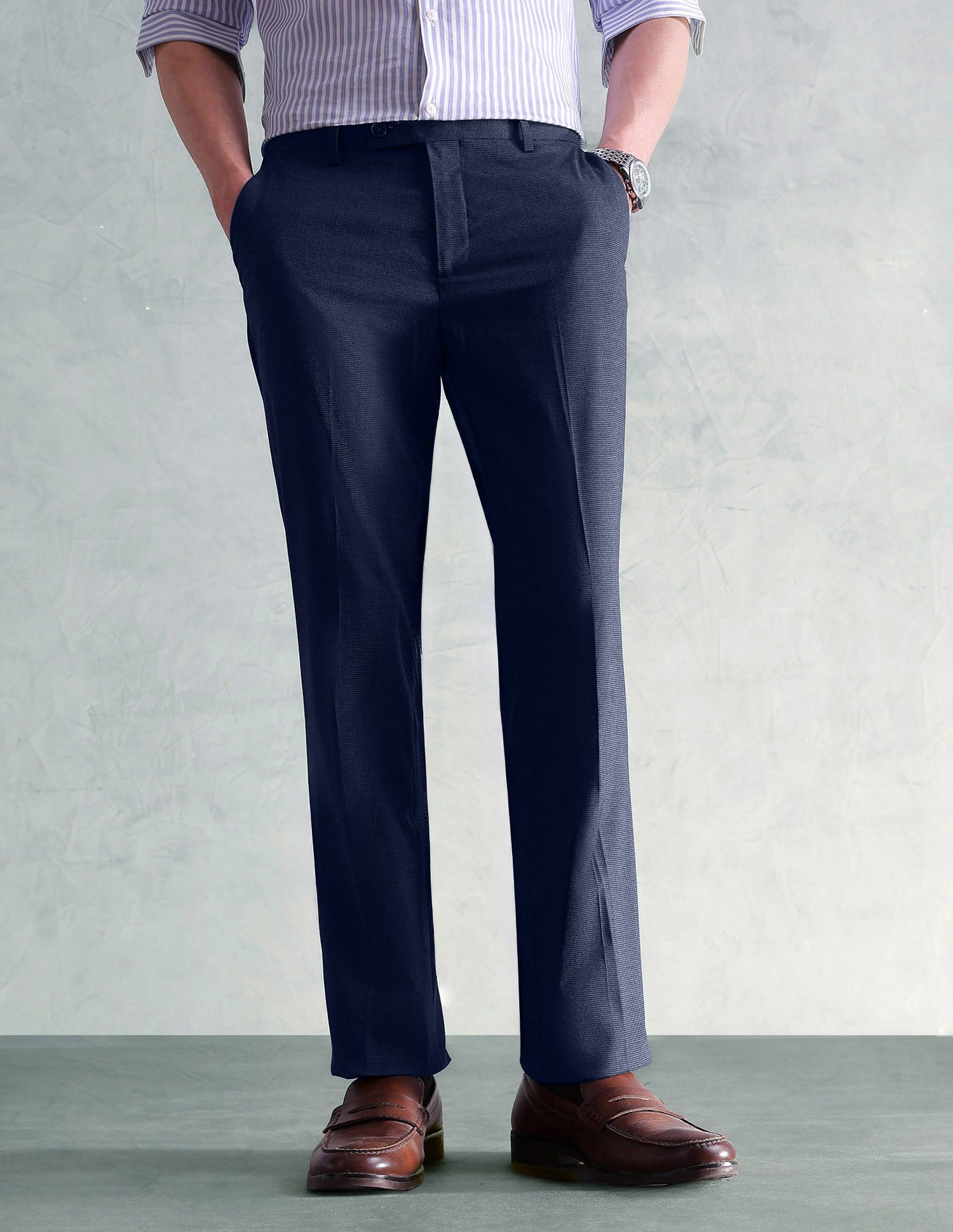arrow Men Regular Fit Blue Polyester Trousers-picture-19