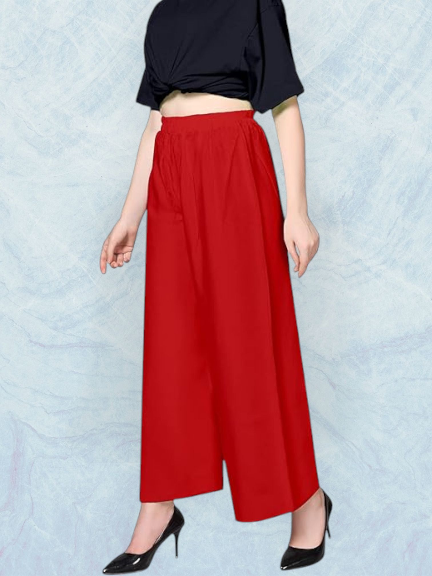 acd Women Comfort Fit Red Viscose Rayon Trousers-picture-25
