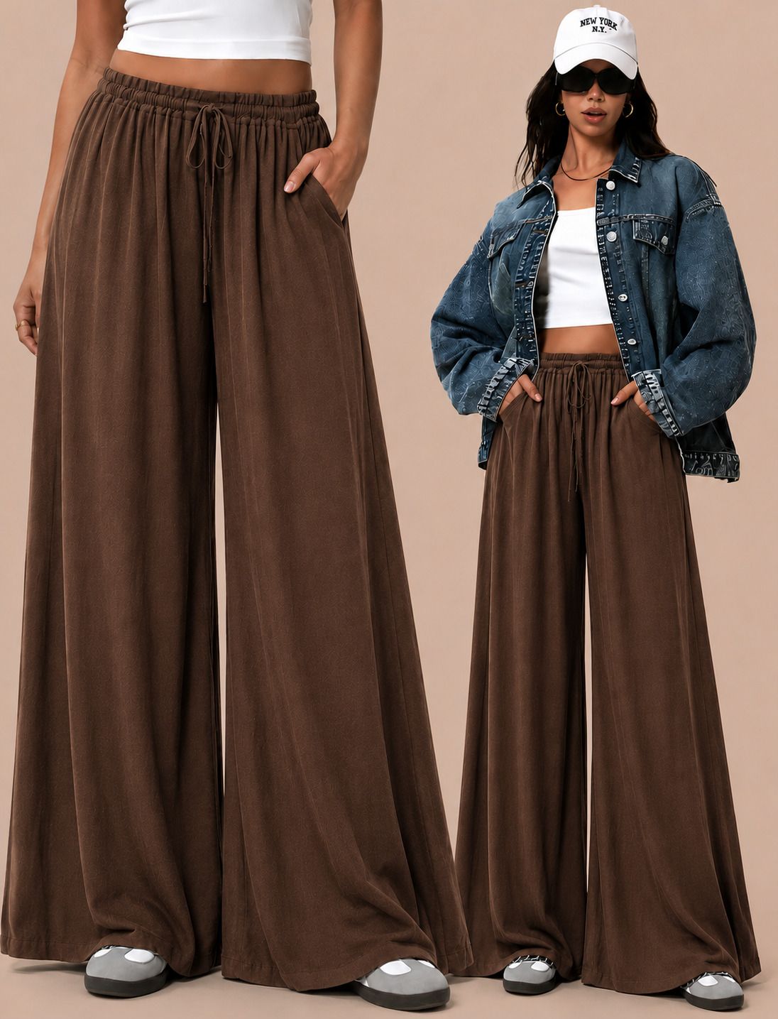 metronaut Relaxed Women Brown Polyester Trousers-picture-35