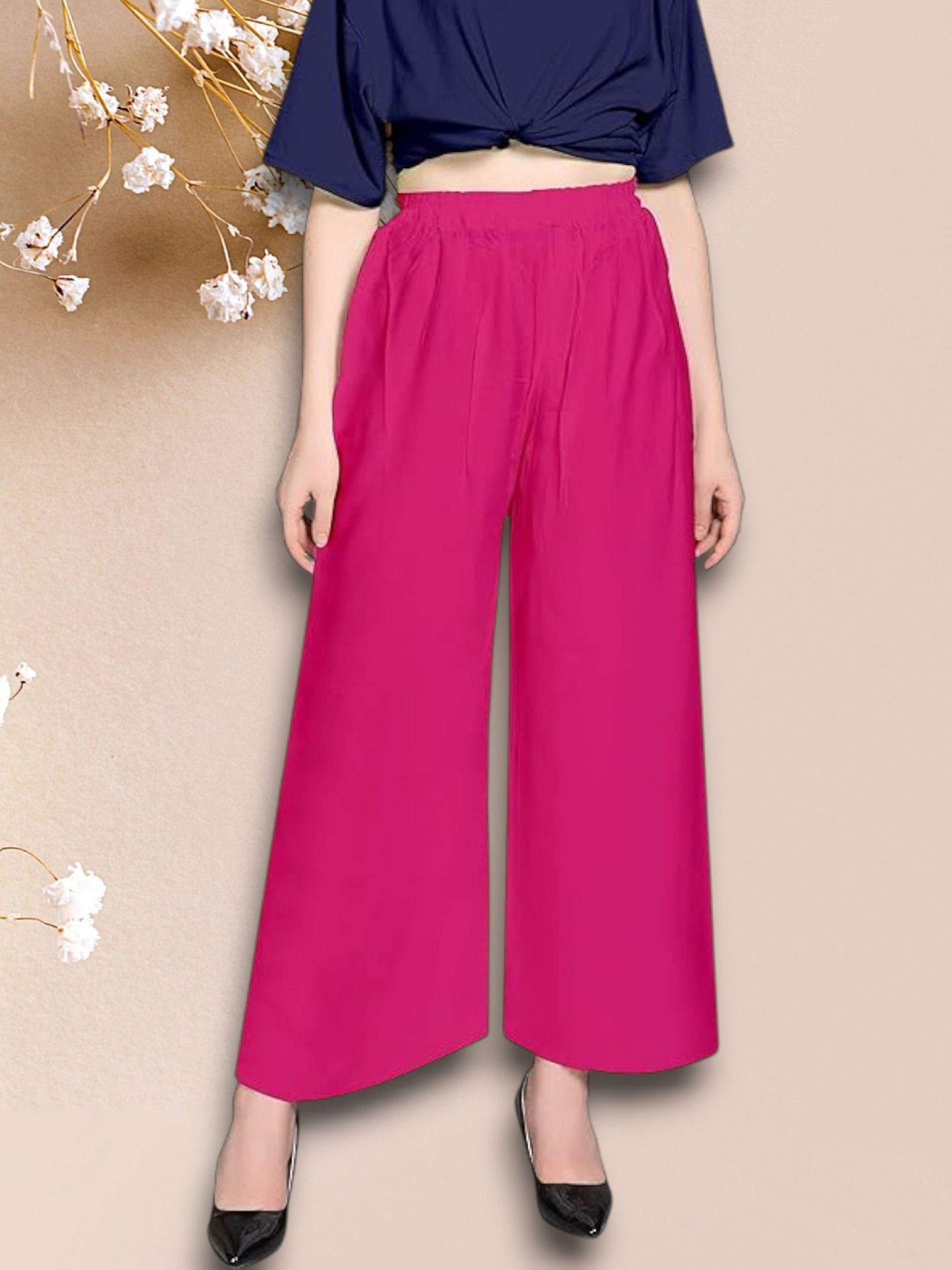 acd Women Comfort Fit Pink Viscose Rayon Trousers-picture-13