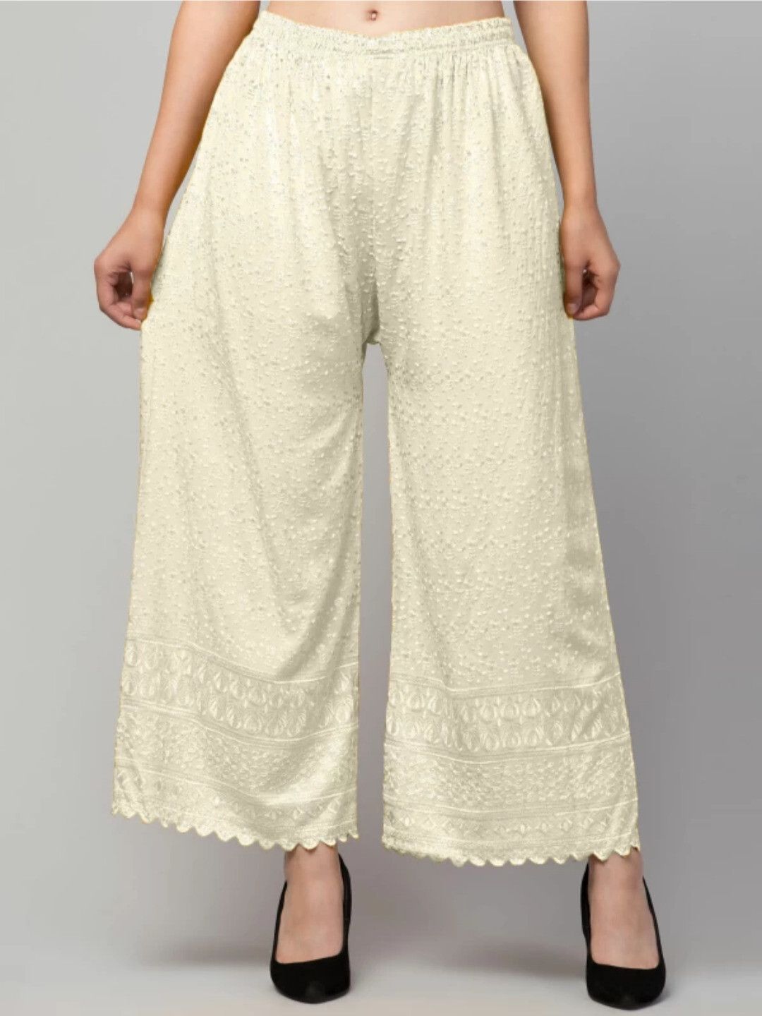 kgfonecloth Women Straight Fit Cream Viscose Rayon Trousers-picture-24