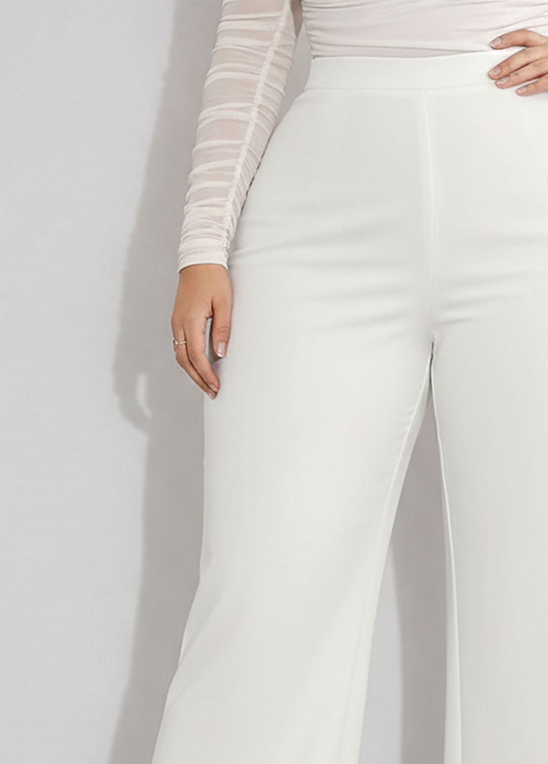 kotty Women Straight Fit White Viscose Rayon Trousers-picture-28