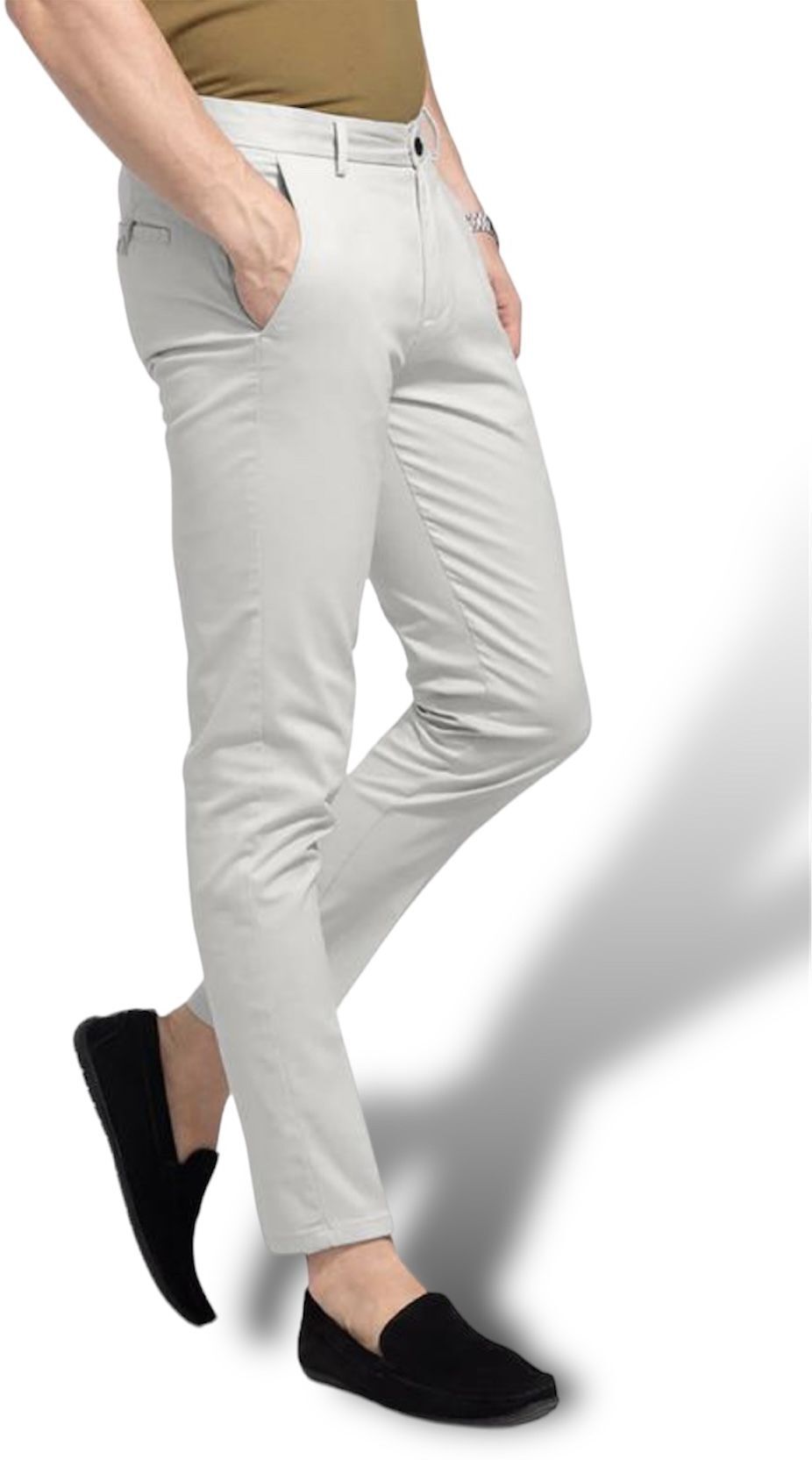 Men Slim Fit Grey Lycra Blend Trousers-image-40