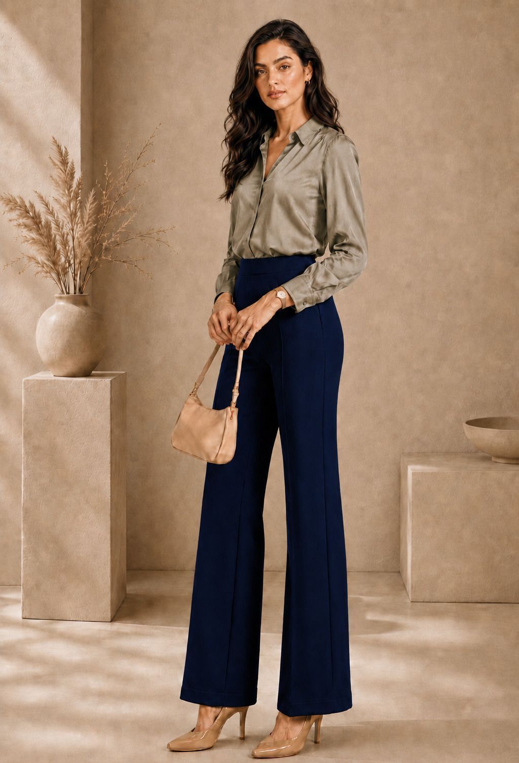 Women Regular Fit Multicolor, Blue Lycra Blend Trousers-image-47