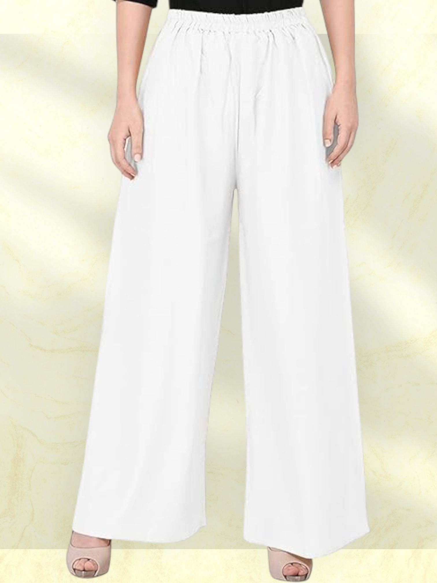acd Women Comfort Fit White Viscose Rayon Trousers-picture-43