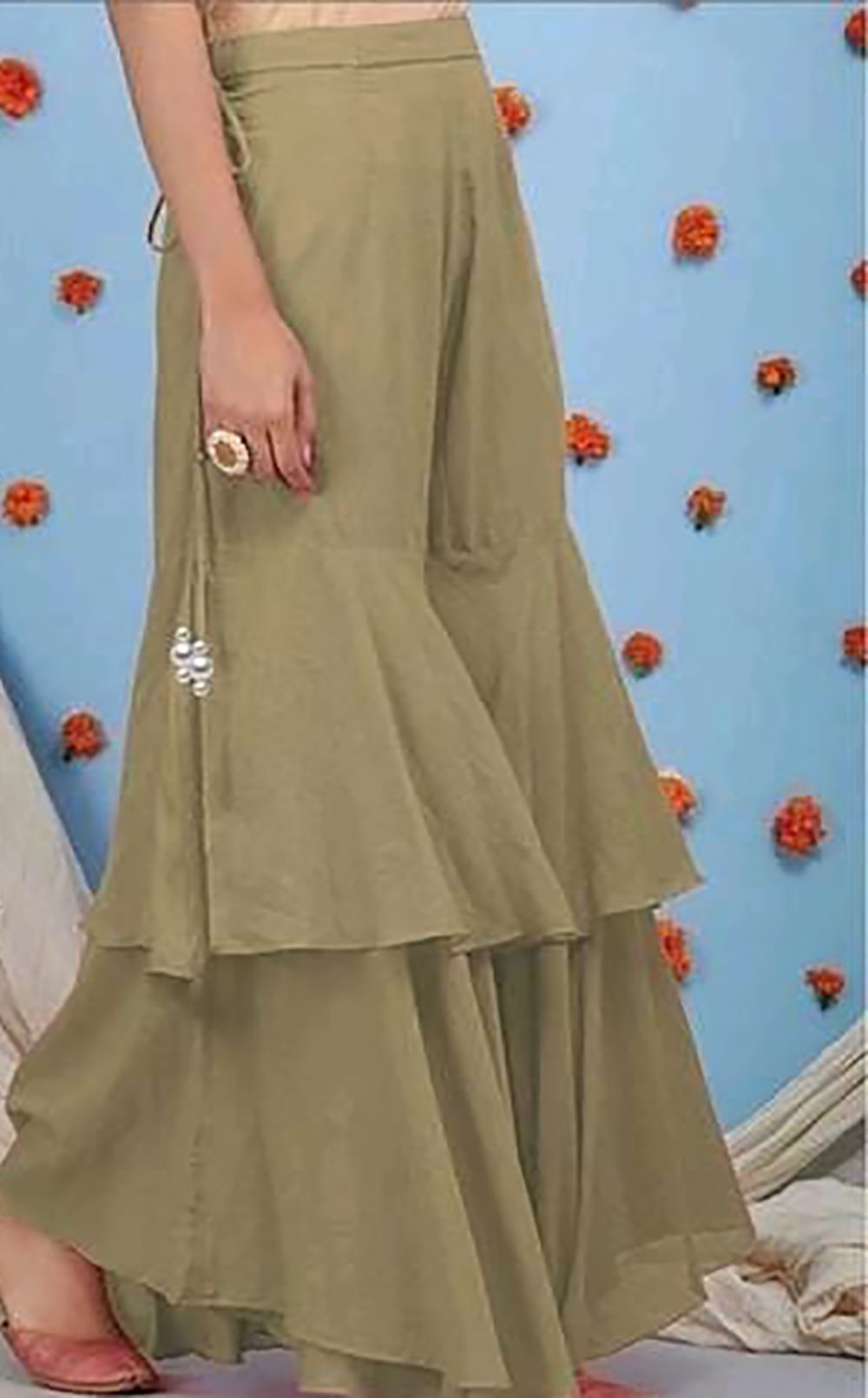 outerwear Women Regular Fit Light Green Silk Blend Trousers-picture-33