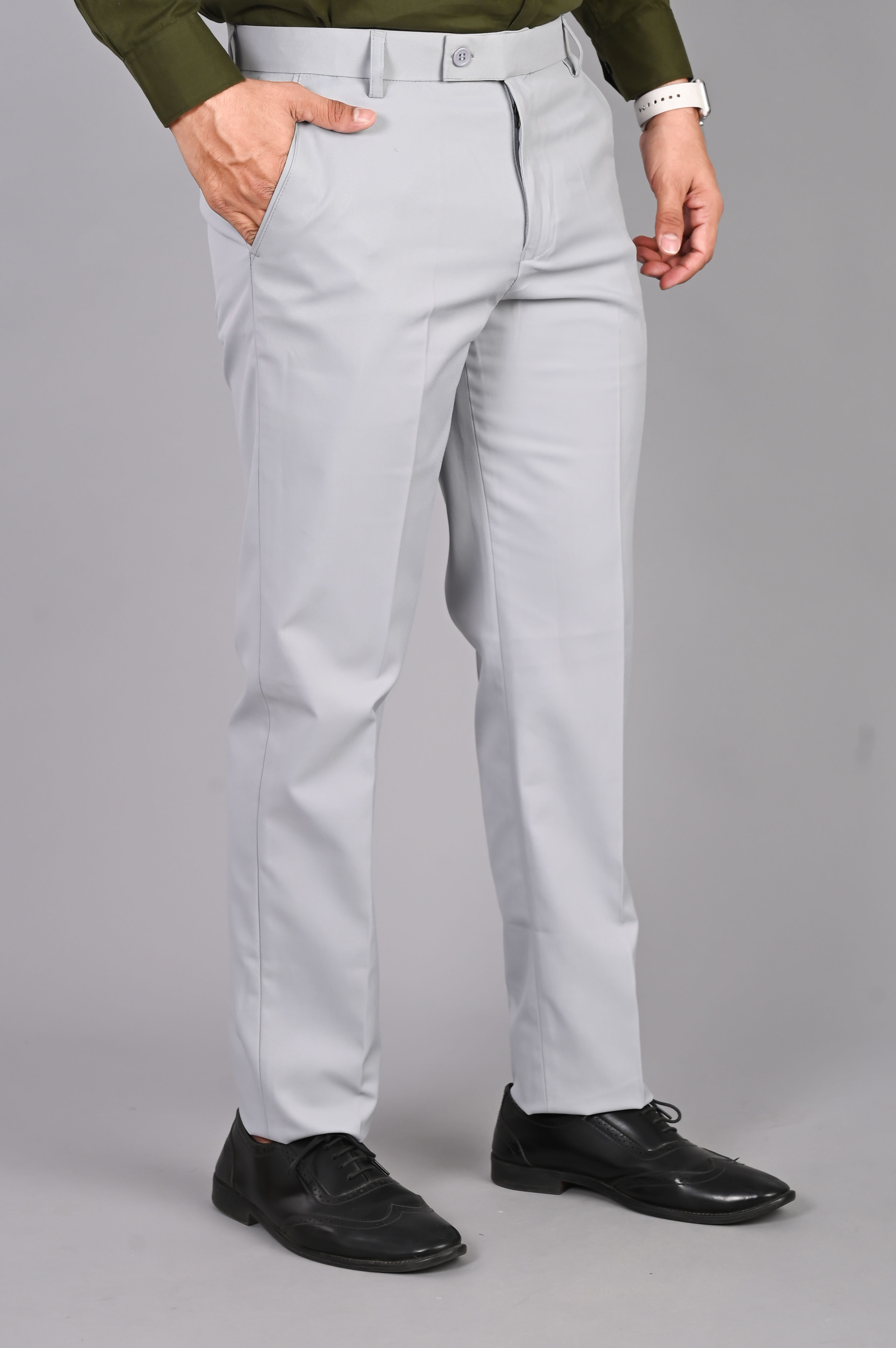 fubar Men Regular Fit Grey Viscose Rayon Trousers-picture-20