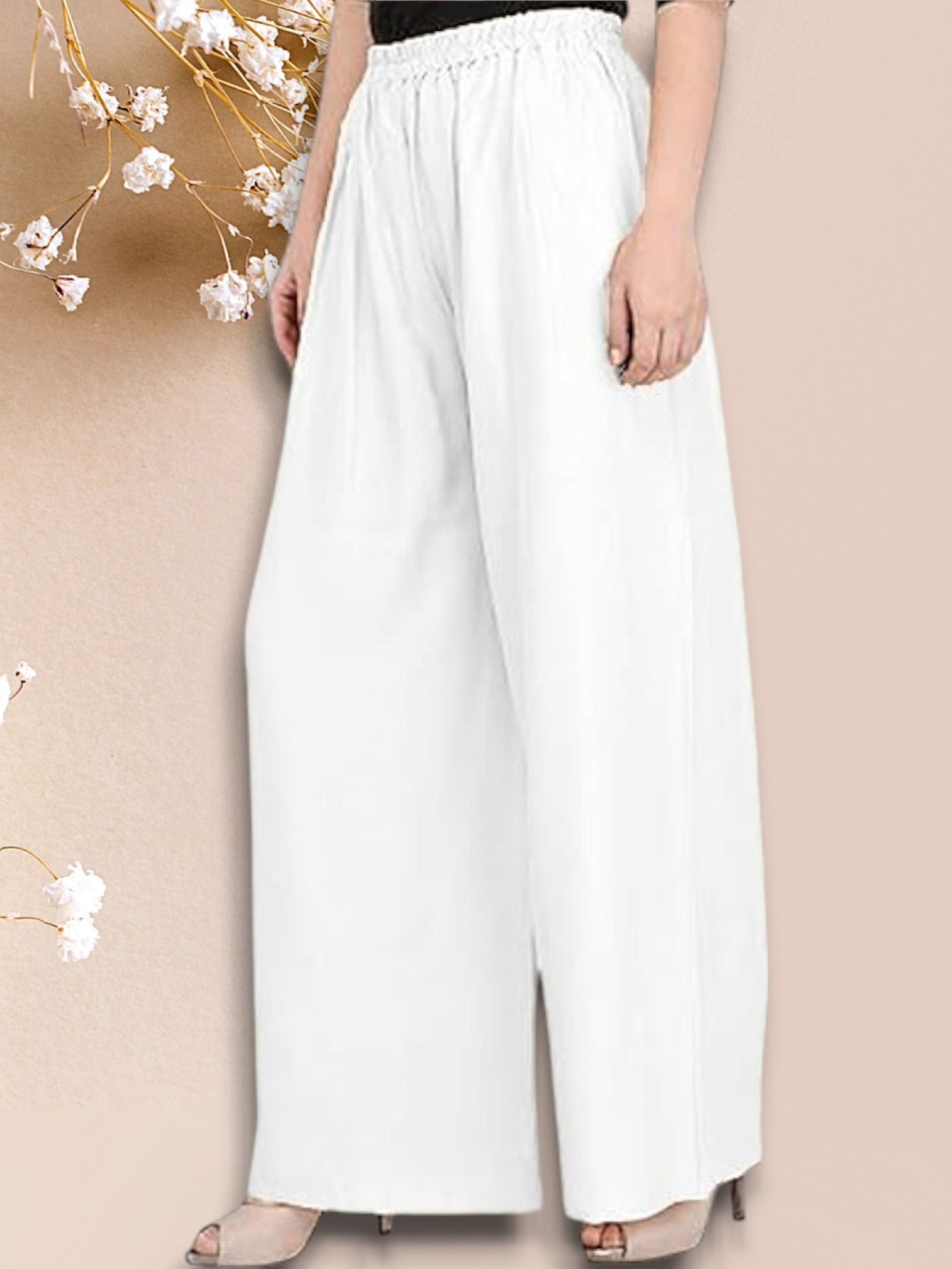 acd Women Comfort Fit White Viscose Rayon Trousers-picture-26