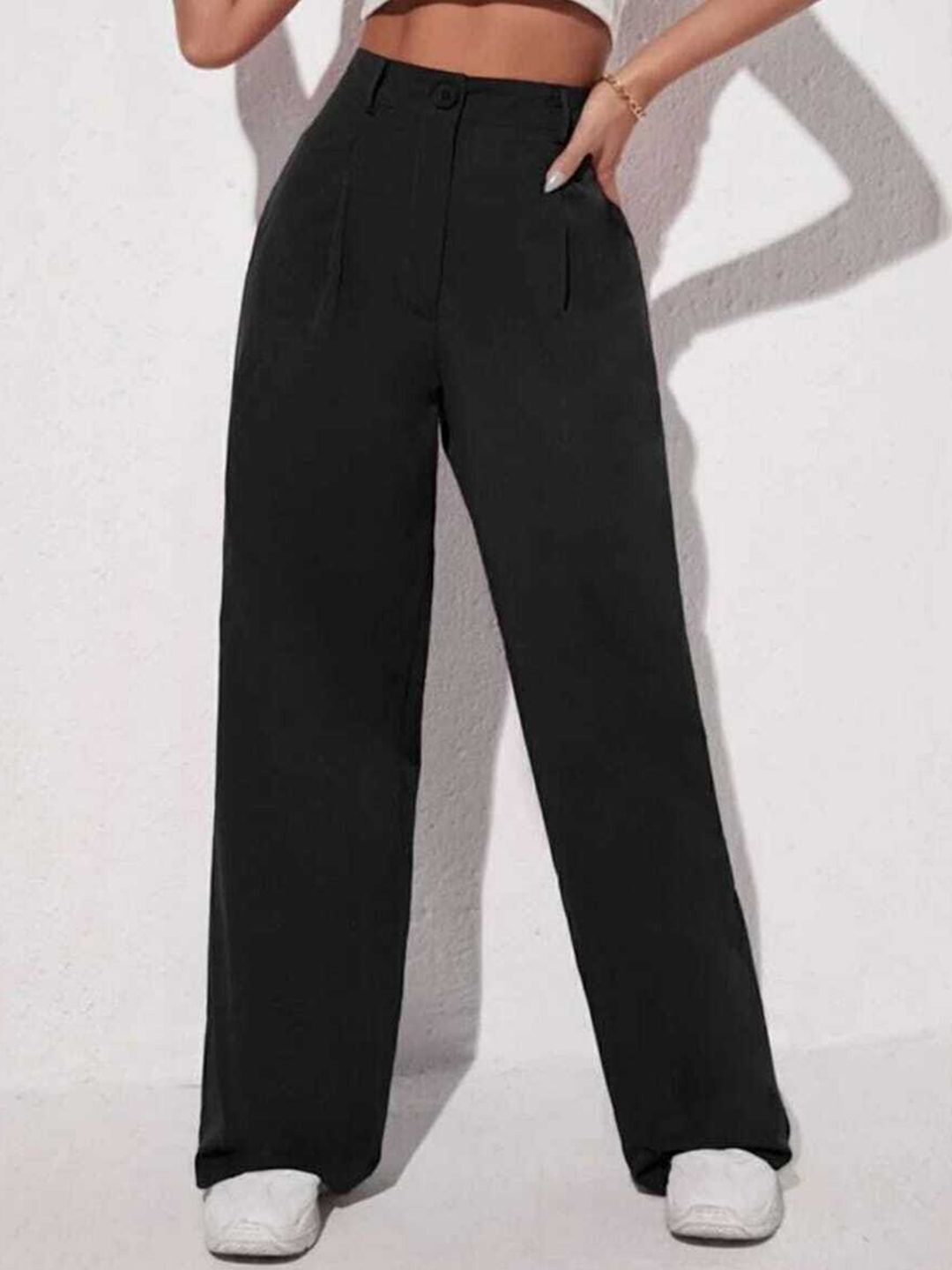 broadstar Women Loose Fit Black Lycra Blend Trousers-picture-19