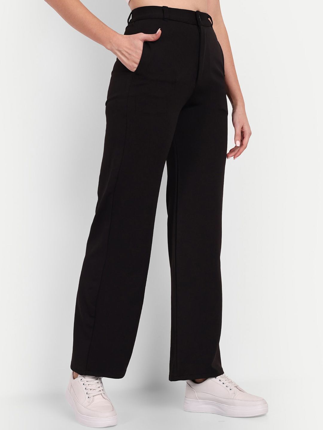broadstar Women Loose Fit Black Lycra Blend Trousers-picture-23