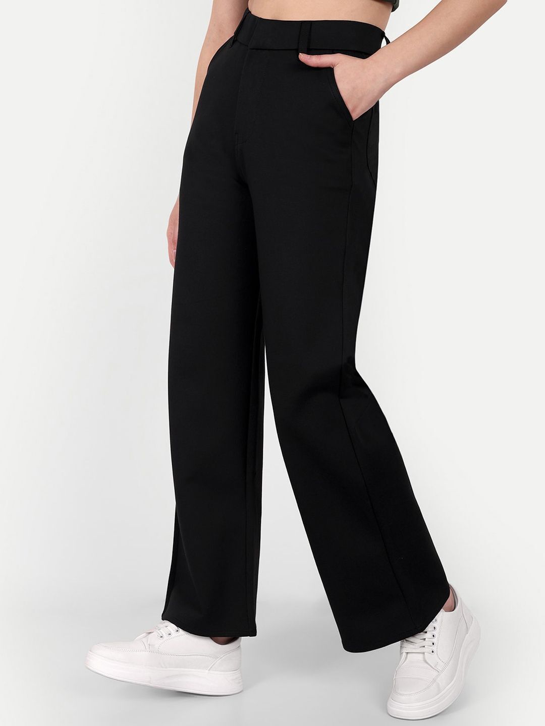 broadstar Women Loose Fit Black Lycra Blend Trousers-picture-41