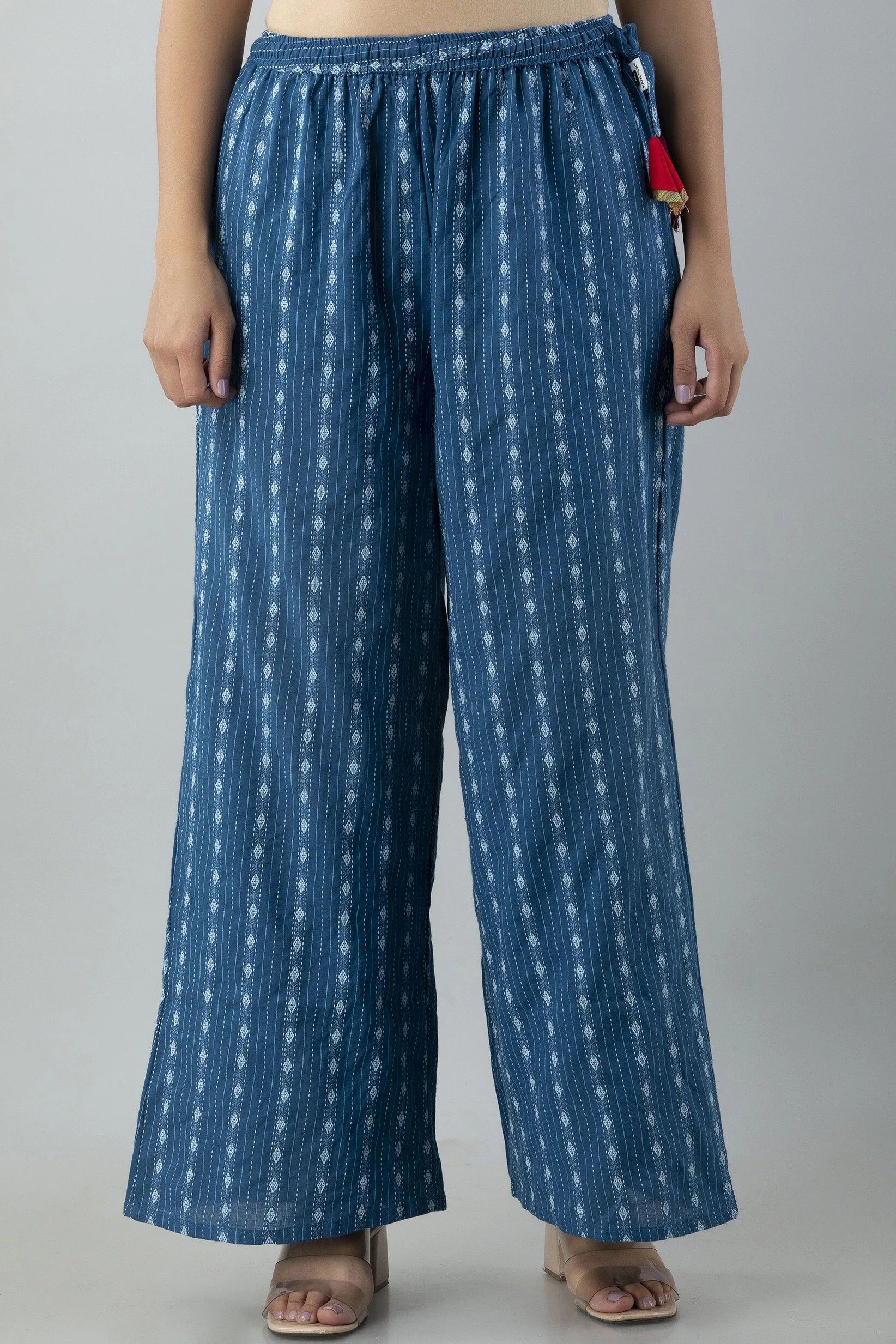 kanchuk Women Regular Fit Light Blue Viscose Rayon Trousers-picture-12