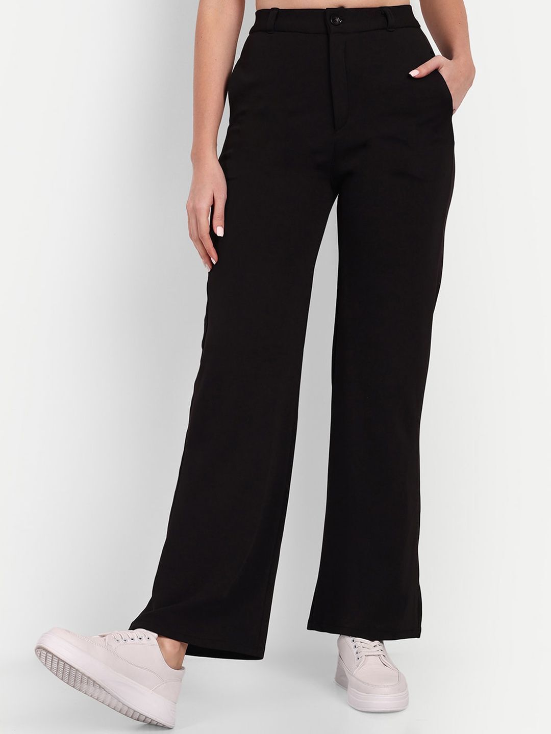 broadstar Women Loose Fit Black Lycra Blend Trousers-picture-12