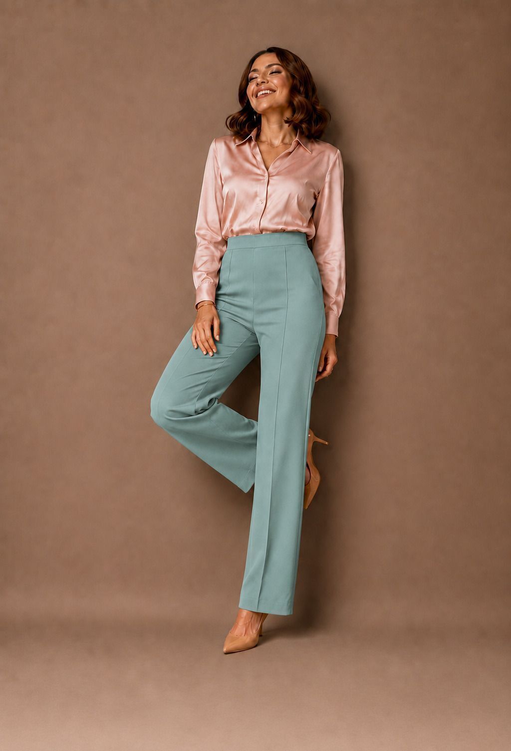 Women Regular Fit Multicolor, Light Green Cotton Blend Trousers-image-20