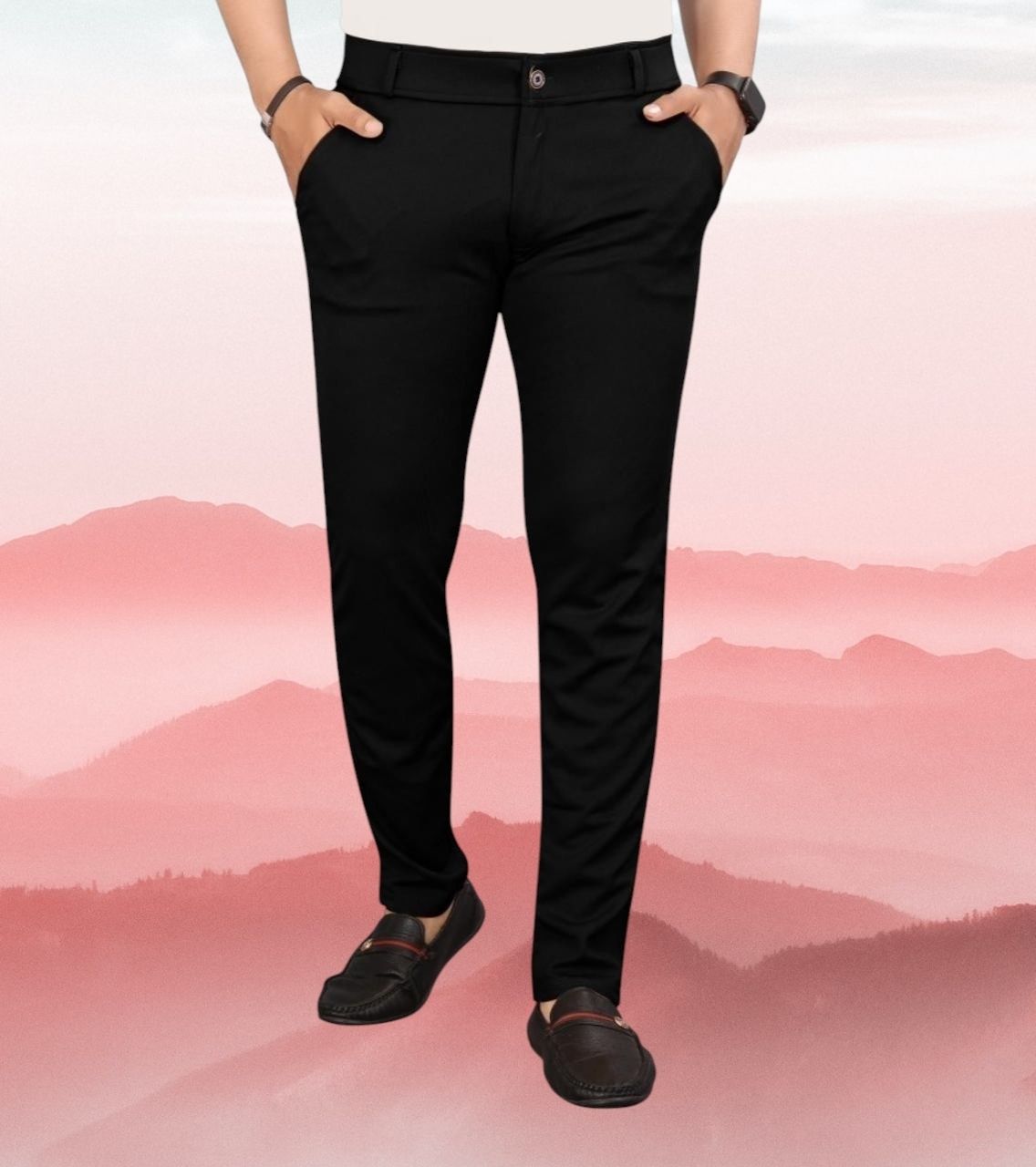 style sync Men Regular Fit Black Lycra Blend Trousers-picture-28