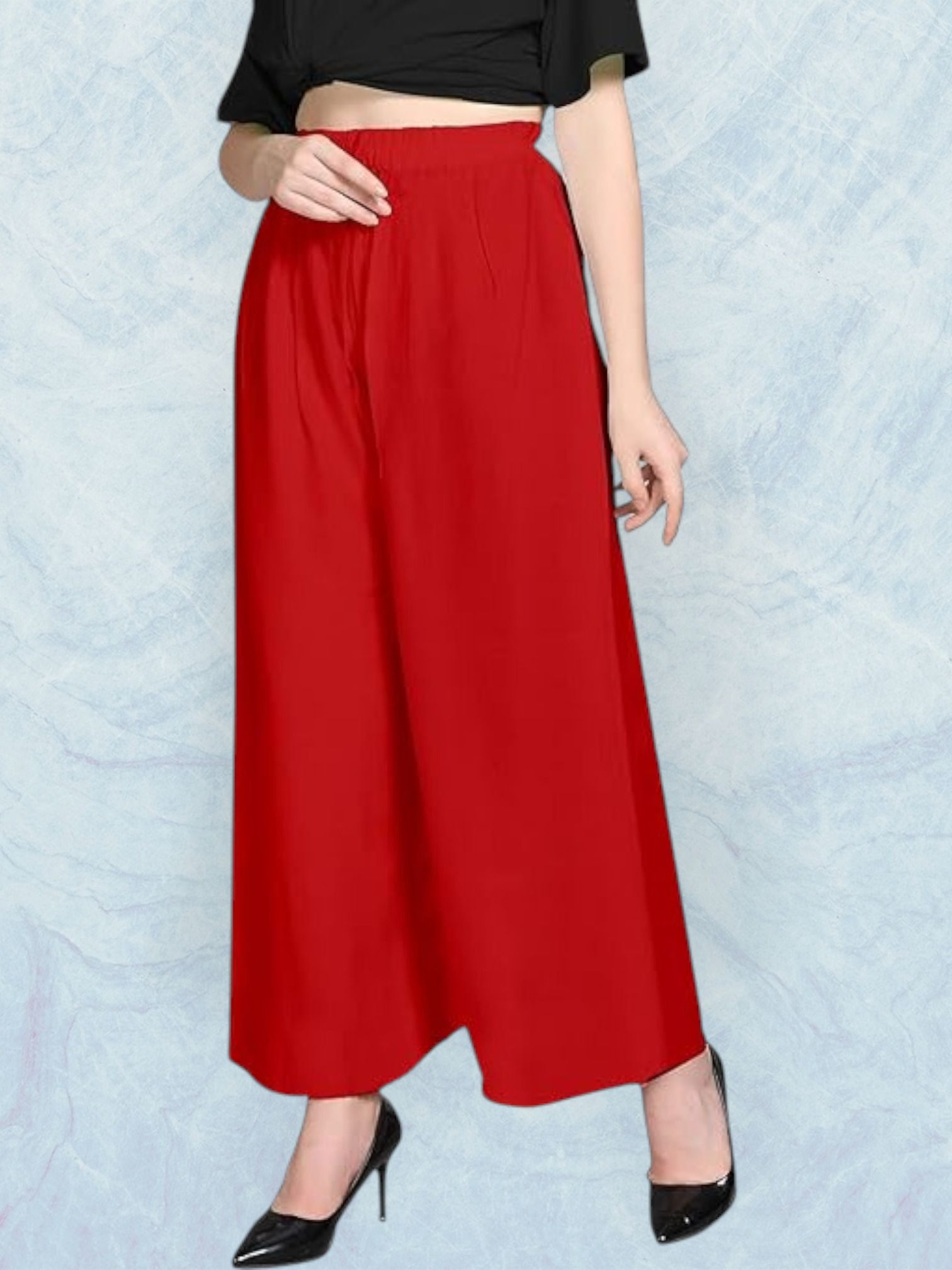 acd Women Comfort Fit Red Viscose Rayon Trousers-picture-20