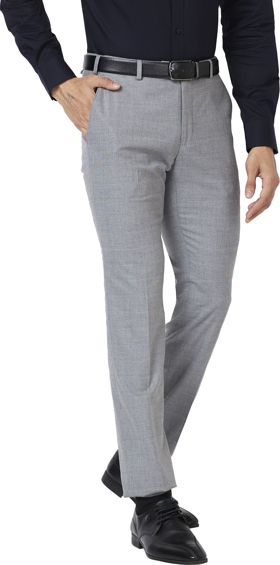 raymond Men Slim Fit Grey Polyester Trousers-picture-19