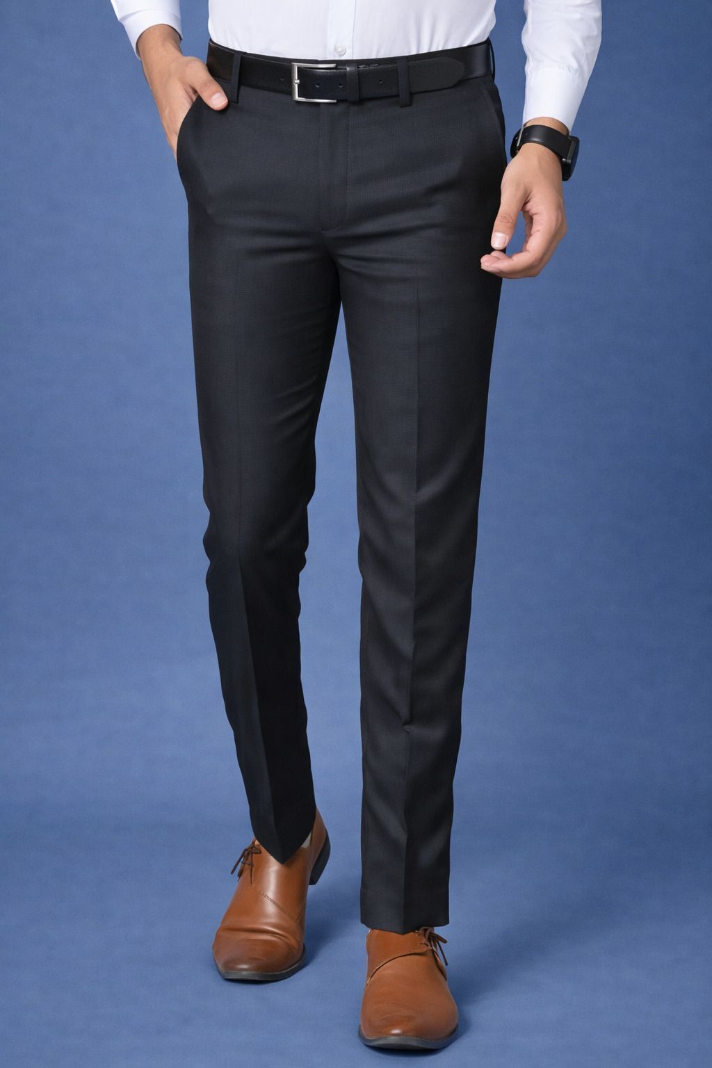 Men Slim Fit Black Viscose Rayon Trousers-image-21