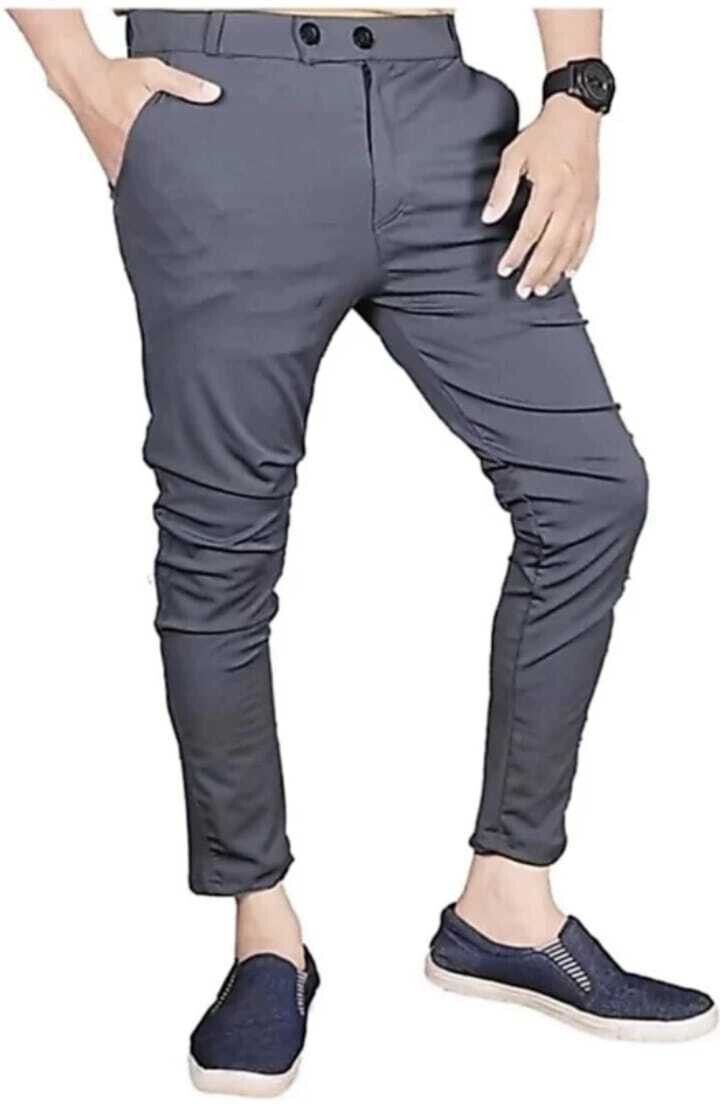 bidatsh trend Men Slim Fit Grey Lycra Blend Trousers-picture-24