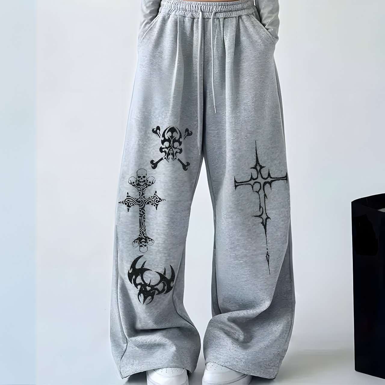 Women Graphic Print Grey Track Pants