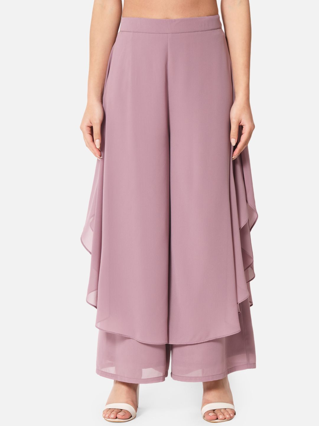 otira Women Flared Purple Georgette Trousers-picture-9